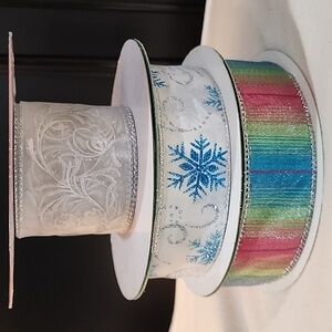 3 Rolls Holiday Kirkland Wire-edged Ribbon 108 yards approx total